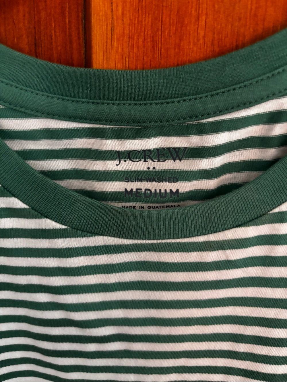 J. Crew Green and White Striped Crewneck Tee - Picture 2 of 2